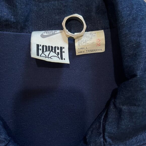Nike Force Vintage Denim Bomber Jacket Men’s Small 90s Zip Up Made in Taiwan - Picture 3 of 13